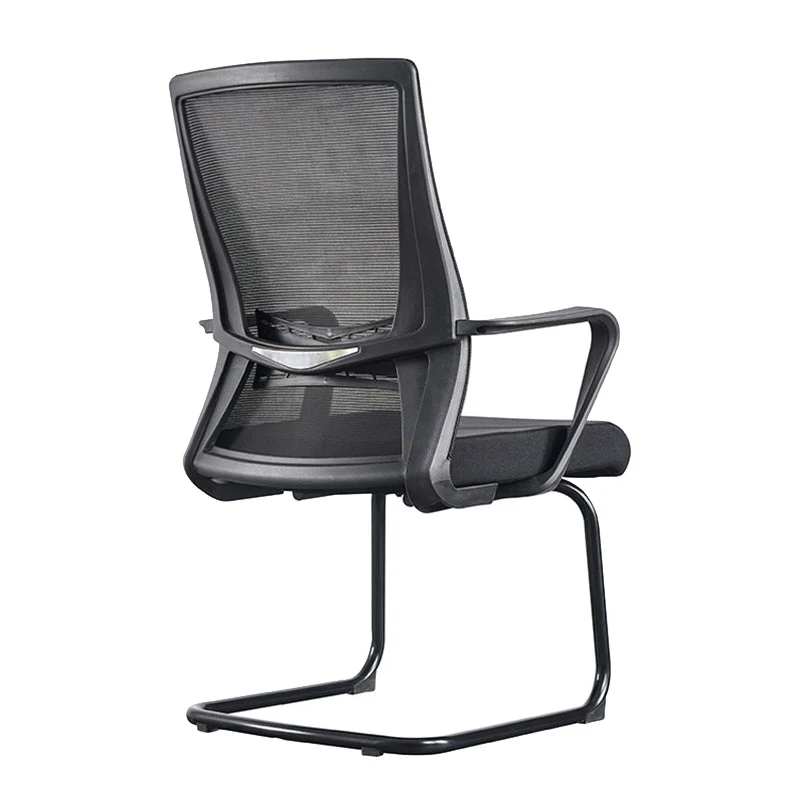 Chaise de bureau noire à dossier moyen, en maille, avec accoudoirs Clearhalo