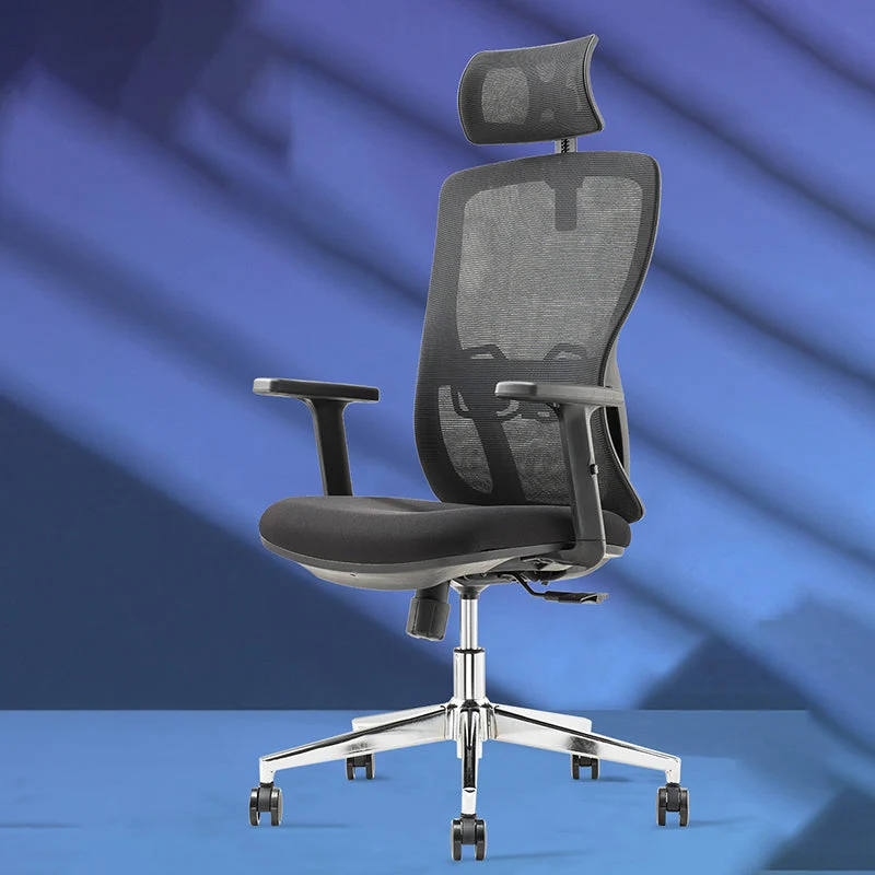 Chaise de bureau noire moderne, bras fixes, hauteur de siège réglable, avec roulettes Clearhalo