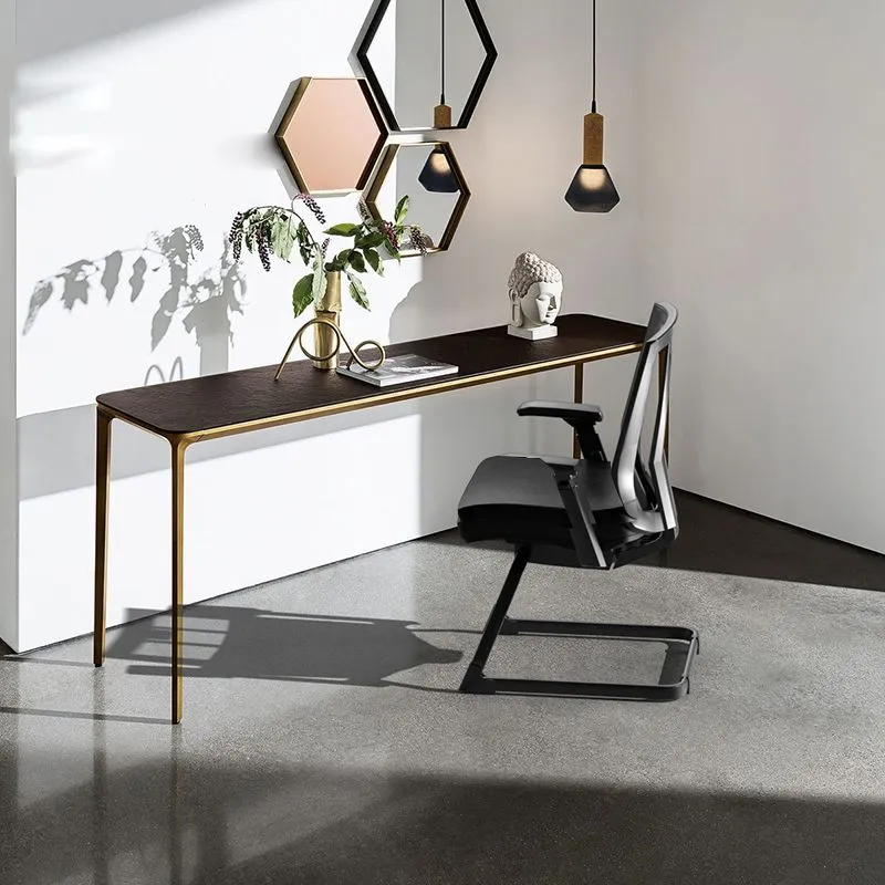 Chaise de bureau noire moderne sans détresse, sans roues, chaise de bureau à grille d'air respirante Clearhalo