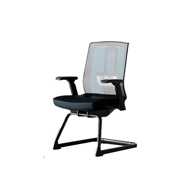 Chaise de bureau noire moderne sans détresse, sans roues, chaise de bureau à grille d'air respirante Clearhalo