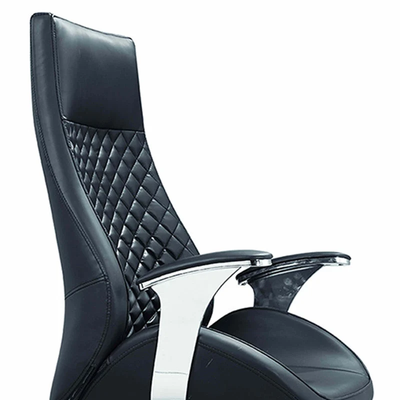 Chaise de bureau pivotante à bras fixes, chaise de direction en simili cuir et cadre chromé Clearhalo