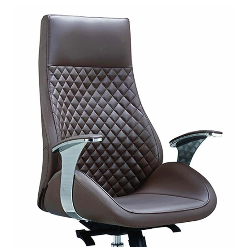 Chaise de bureau pivotante à bras fixes, chaise de direction en simili cuir et cadre chromé Clearhalo