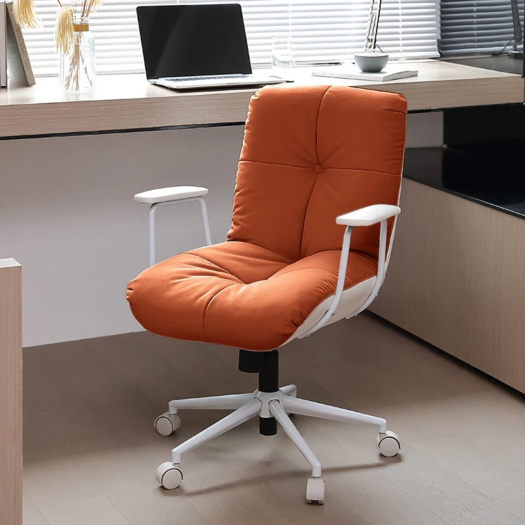 Chaise de bureau pivotante à bras rembourrés, chaise de bureau capitonnée à dossier moyen moderne Clearhalo