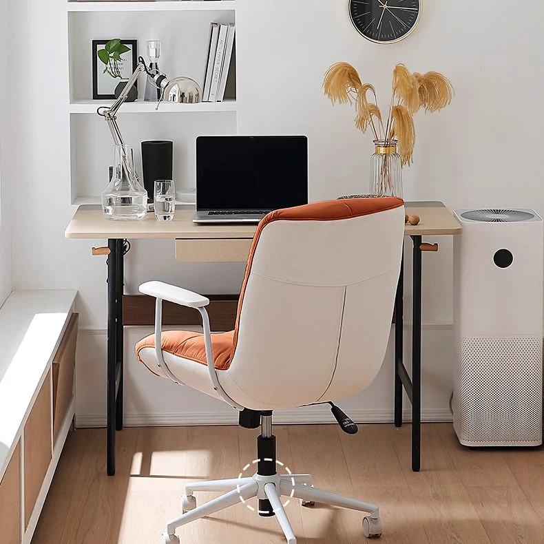 Chaise de bureau pivotante à bras rembourrés, chaise de bureau capitonnée à dossier moyen moderne Clearhalo