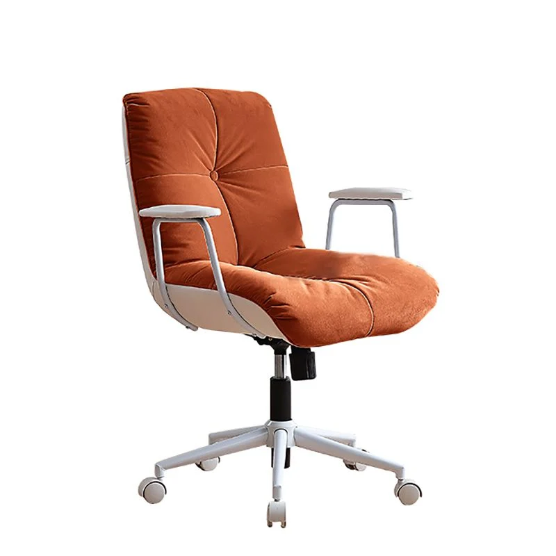 Chaise de bureau pivotante à bras rembourrés, chaise de bureau capitonnée à dossier moyen moderne Clearhalo