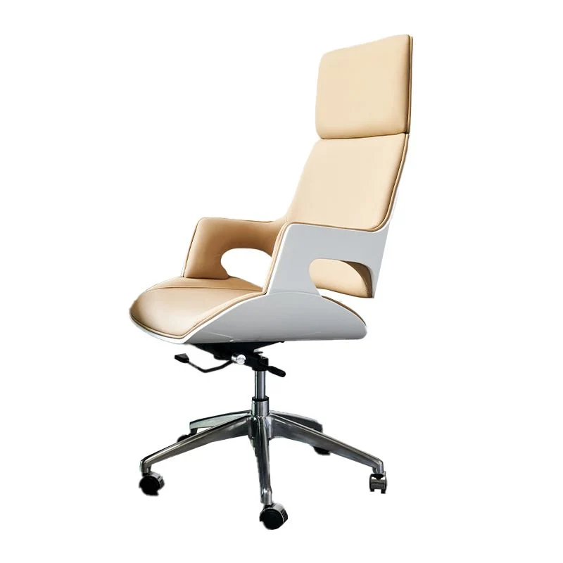 Chaise de bureau pivotante contemporaine en simili cuir marron Clearhalo