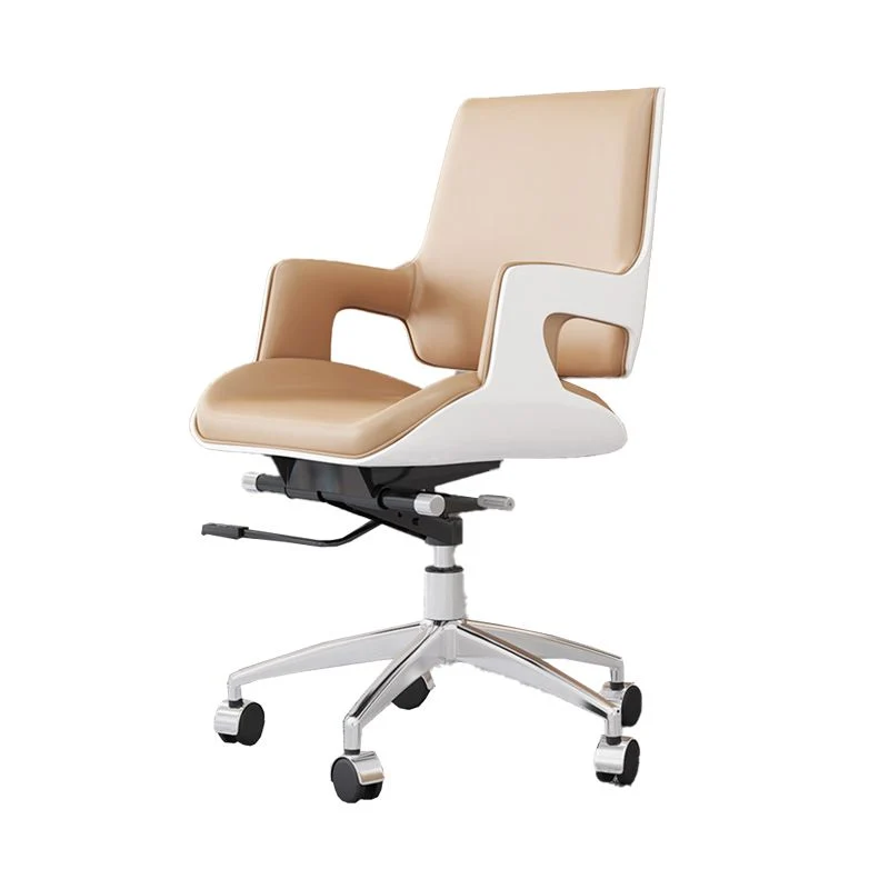 Chaise de bureau pivotante contemporaine en simili cuir marron Clearhalo