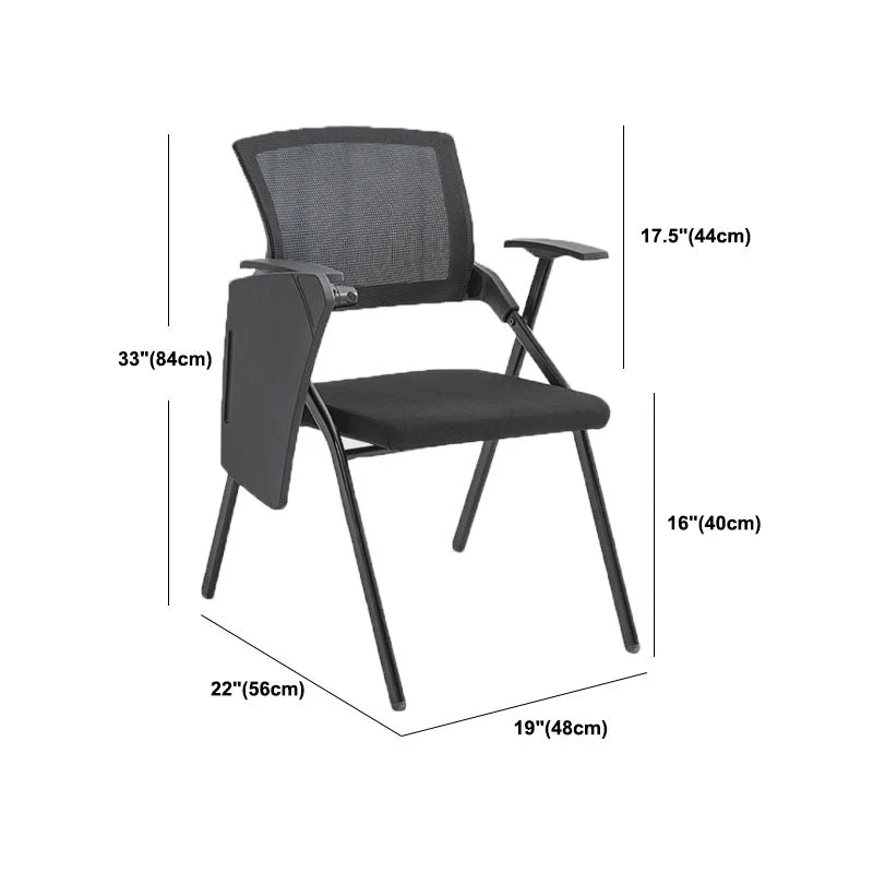 Chaise de bureau pivotante contemporaine en tissu avec accoudoirs fixes en noir Clearhalo