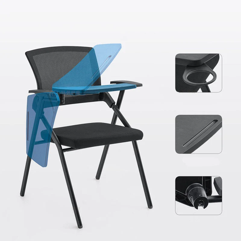 Chaise de bureau pivotante contemporaine en tissu avec accoudoirs fixes en noir Clearhalo