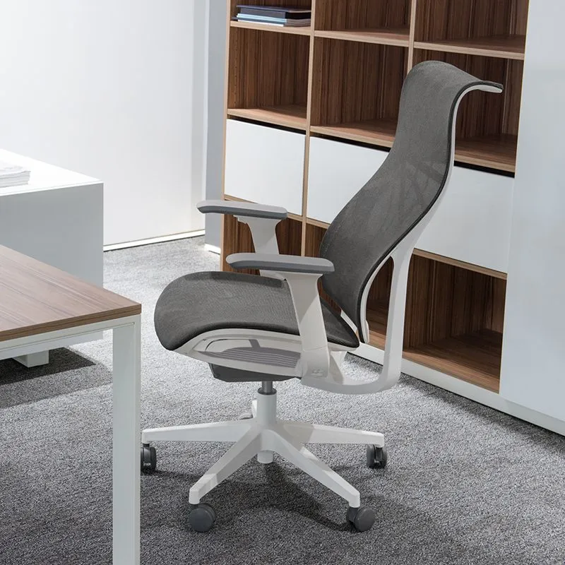Chaise de bureau pivotante à dossier haut moderne, chaise de bureau coulissante avec bras réglables Clearhalo