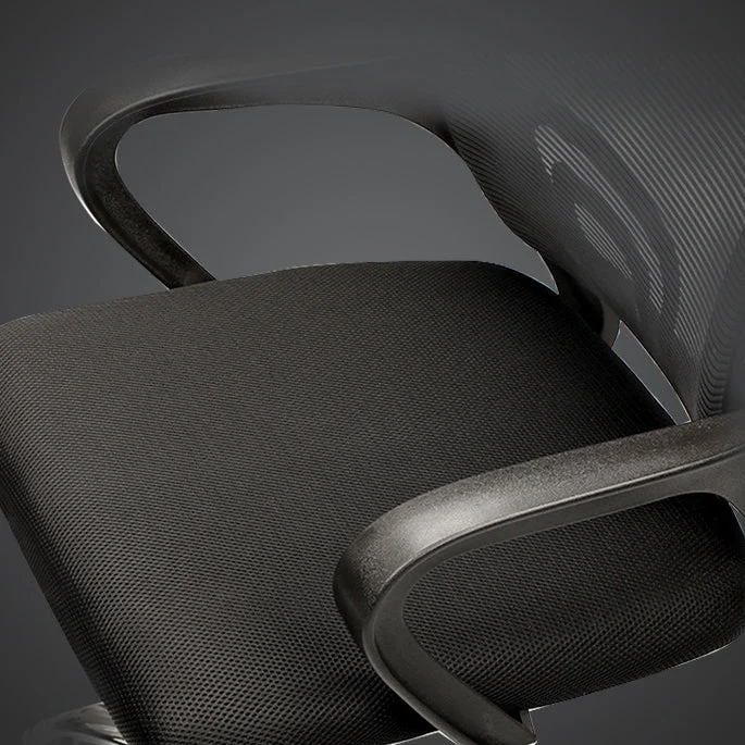 Chaise de bureau pivotante en maille moderne, chaise à bras fixes à dossier moyen avec roulettes Clearhalo