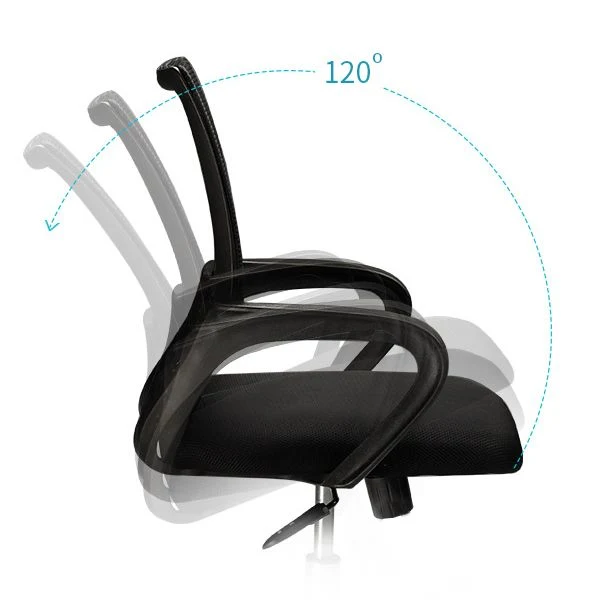 Chaise de bureau pivotante en maille moderne, chaise à bras fixes à dossier moyen avec roulettes Clearhalo