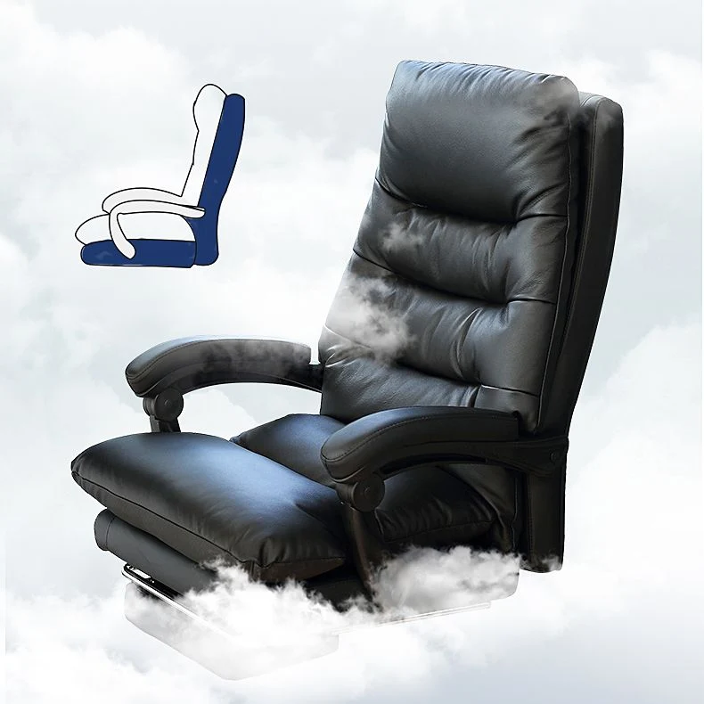 Chaise de bureau pivotante en simili cuir, cadre chromé avec repose-pieds, chaise de direction Clearhalo