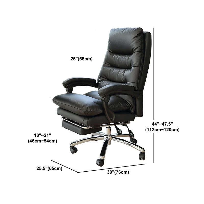 Chaise de bureau pivotante en simili cuir, cadre chromé avec repose-pieds, chaise de direction Clearhalo