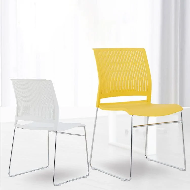 Chaise de bureau en plastique sans bras moderne, chaise de conférence sans roues Clearhalo