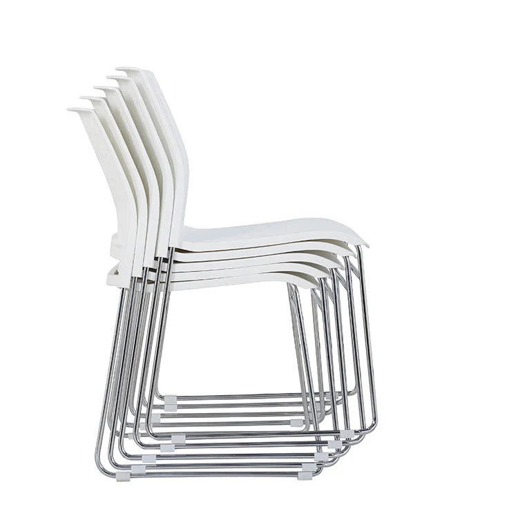 Chaise de bureau en plastique sans bras moderne, chaise de conférence sans roues Clearhalo