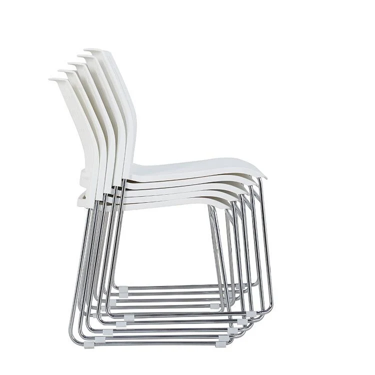 Chaise de bureau en plastique sans bras moderne, chaise de conférence sans roues Clearhalo