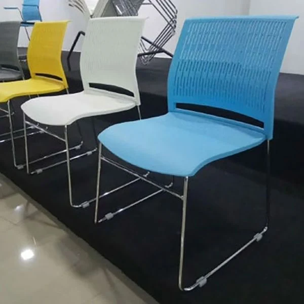 Chaise de bureau en plastique sans bras moderne, chaise de conférence sans roues Clearhalo