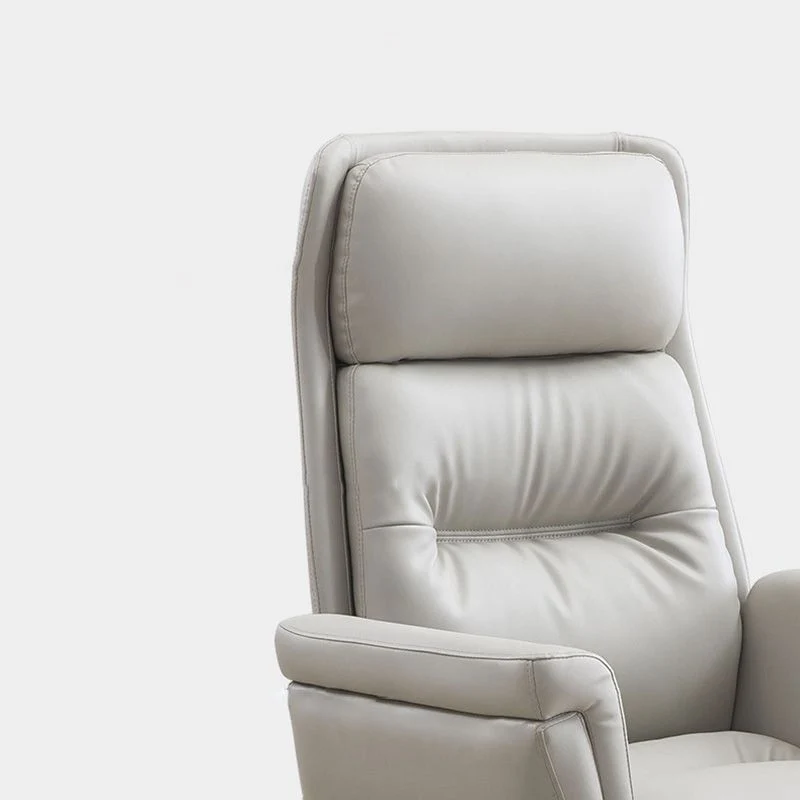 Chaise de bureau rembourrée en cuir, chaise de travail à bras fixe avec base en métal Clearhalo