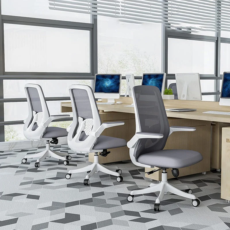 Chaise de bureau rembourrée à dossier moyen, chaise de bureau réglable en hauteur avec roulettes Clearhalo