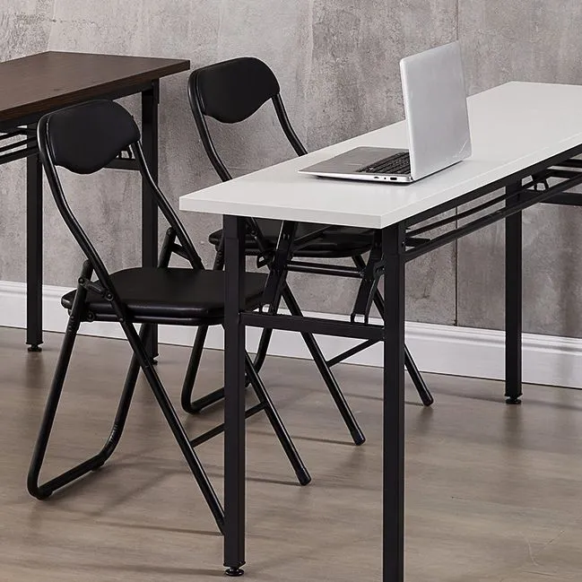 Chaise de bureau rembourrée sans accoudoirs en cuir noir, chaise de bureau à dossier bas Clearhalo