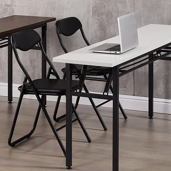 Chaise de bureau rembourrée sans accoudoirs en cuir noir, chaise de bureau à dossier bas Clearhalo