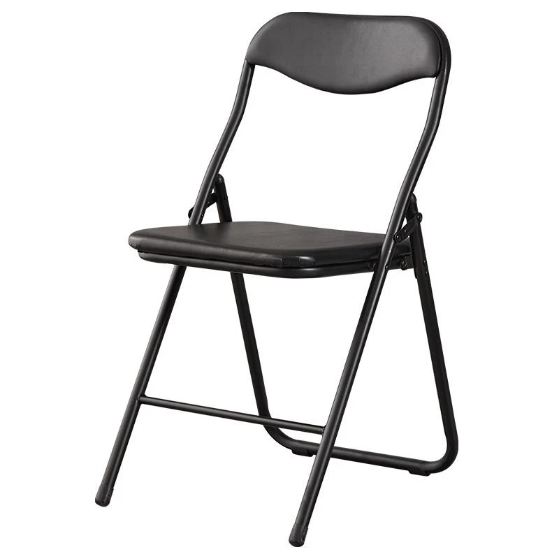 Chaise de bureau rembourrée sans accoudoirs en cuir noir, chaise de bureau à dossier bas Clearhalo