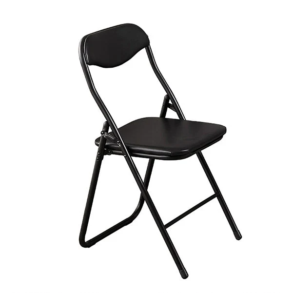 Chaise de bureau rembourrée sans accoudoirs en cuir noir, chaise de bureau à dossier bas Clearhalo