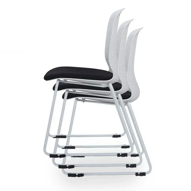 Chaise de bureau rembourrée sans bras moderne, chaise de bureau ergonomique en plastique Clearhalo