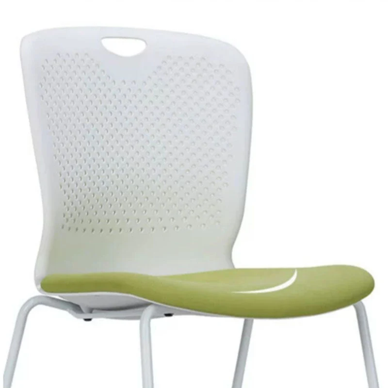 Chaise de bureau rembourrée sans bras moderne, chaise de bureau ergonomique en plastique Clearhalo