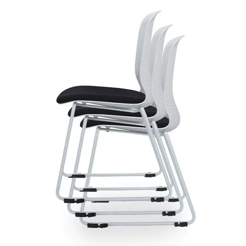 Chaise de bureau rembourrée sans bras moderne, chaise de bureau ergonomique en plastique Clearhalo