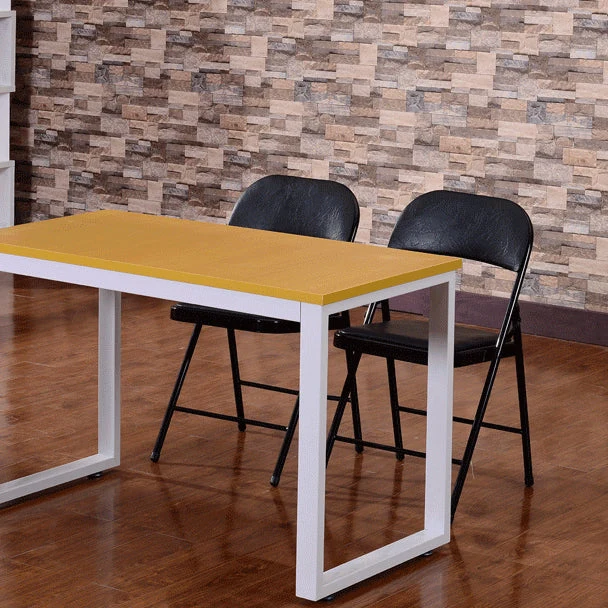 Chaise de bureau rembourrée sans bras moderne, chaise de bureau en métal en cuir Clearhalo
