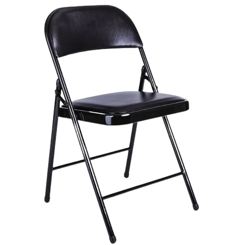 Chaise de bureau rembourrée sans bras moderne, chaise de bureau en métal en cuir Clearhalo