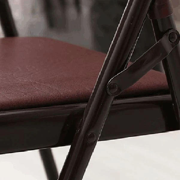 Chaise de bureau rembourrée sans bras moderne, chaise de bureau en métal en cuir Clearhalo