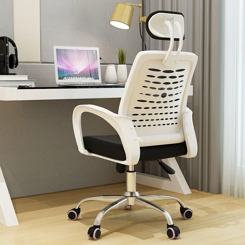 Chaise de bureau réglable en acier à bras fixes, chaise de bureau moderne Clearhalo