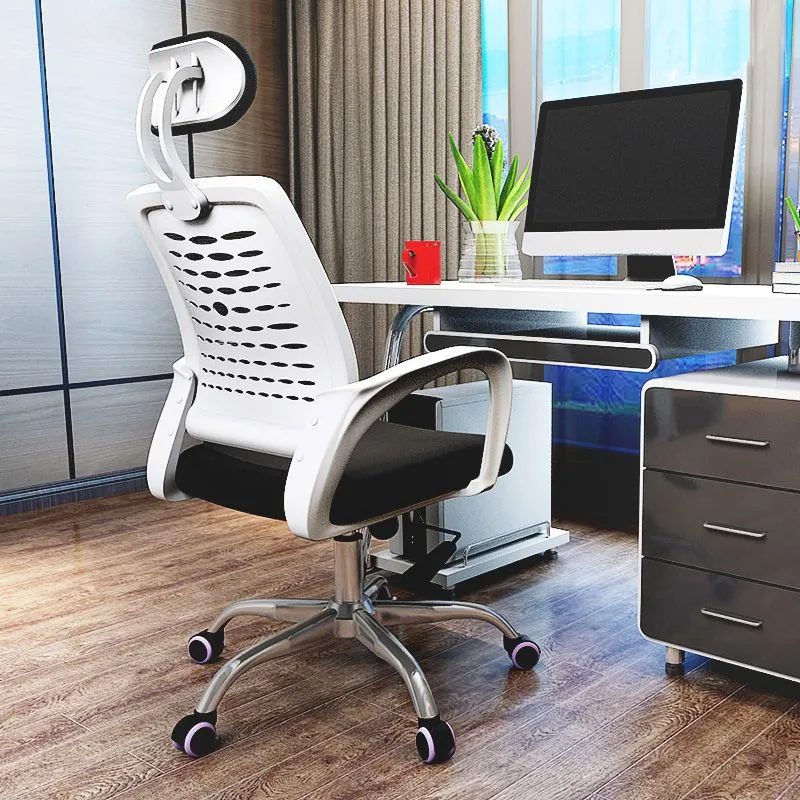 Chaise de bureau réglable en acier à bras fixes, chaise de bureau moderne Clearhalo
