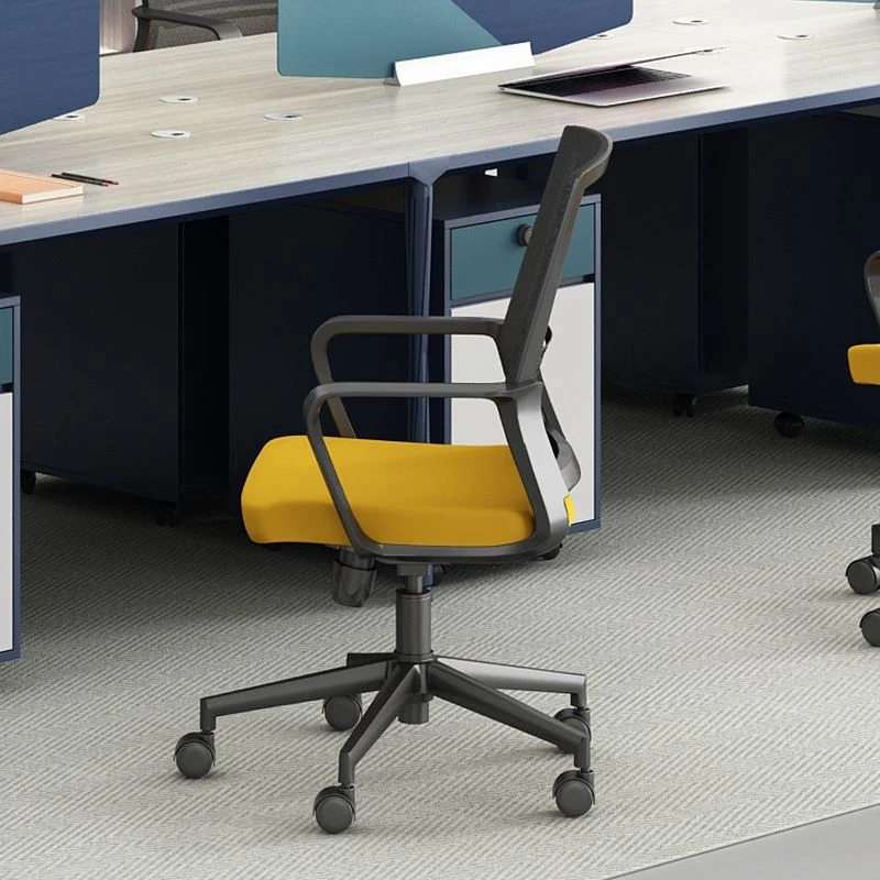 Chaise de bureau réglable à bras fixes modernes, cadre en nylon Clearhalo