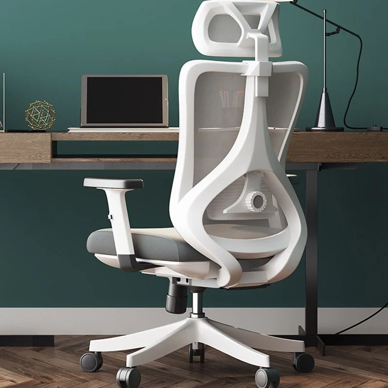 Chaise de bureau rotative de cadre en nylon de chaise de bureau de maille noire/grise avec des roues Clearhalo
