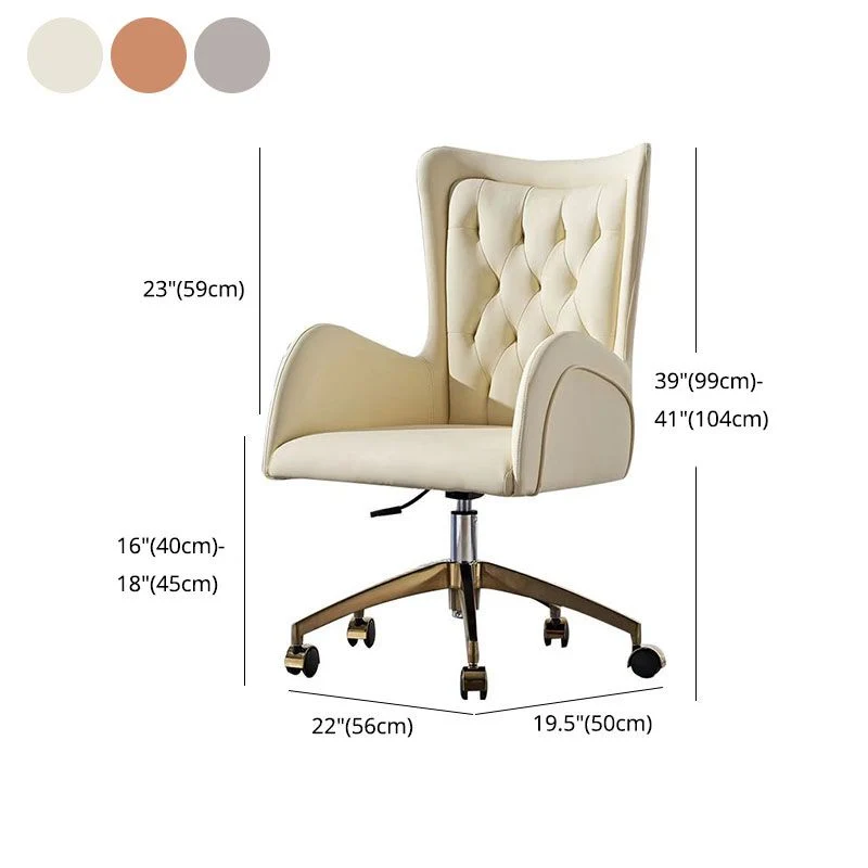 Chaise de bureau rotative en cuir avec dossier moyen et base en acier Clearhalo