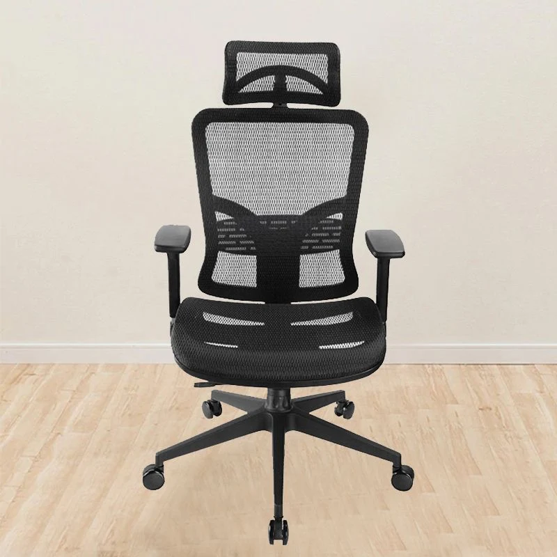 Chaise de bureau rotative en maille avec dossier haut noir, chaise de travail avec roulettes Clearhalo