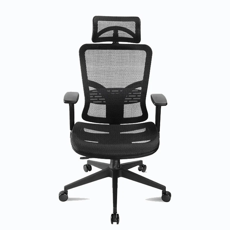 Chaise de bureau rotative en maille avec dossier haut noir, chaise de travail avec roulettes Clearhalo