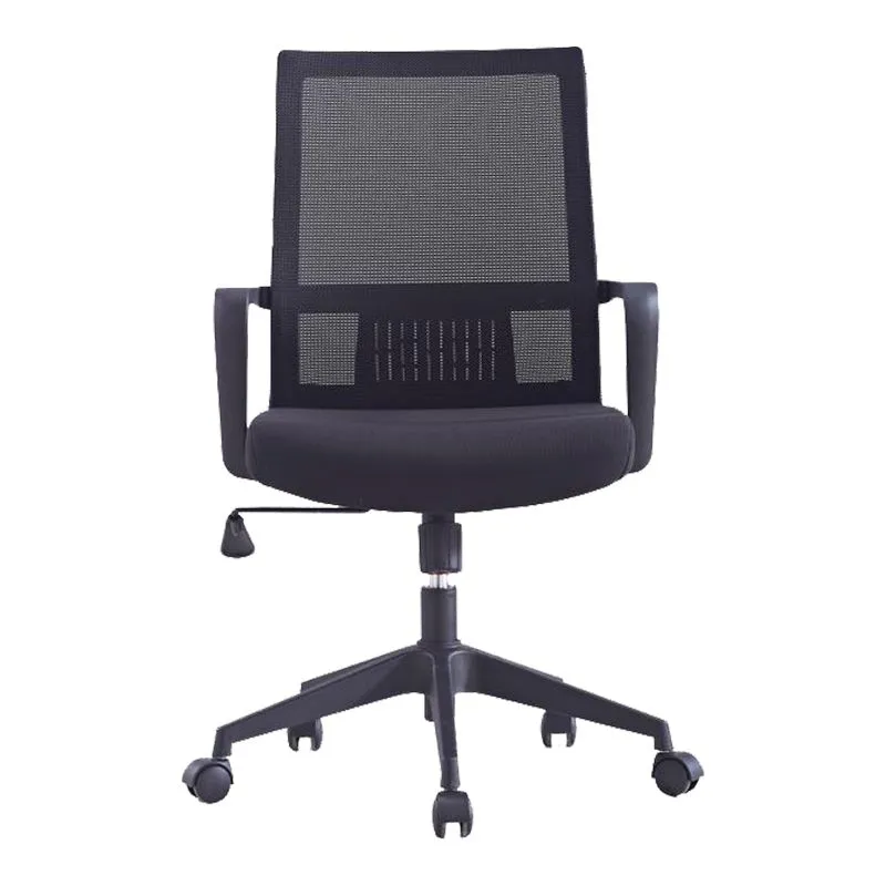 Chaise de bureau à roulettes modernes, fauteuil à dossier moyen en microfibre noir Clearhalo