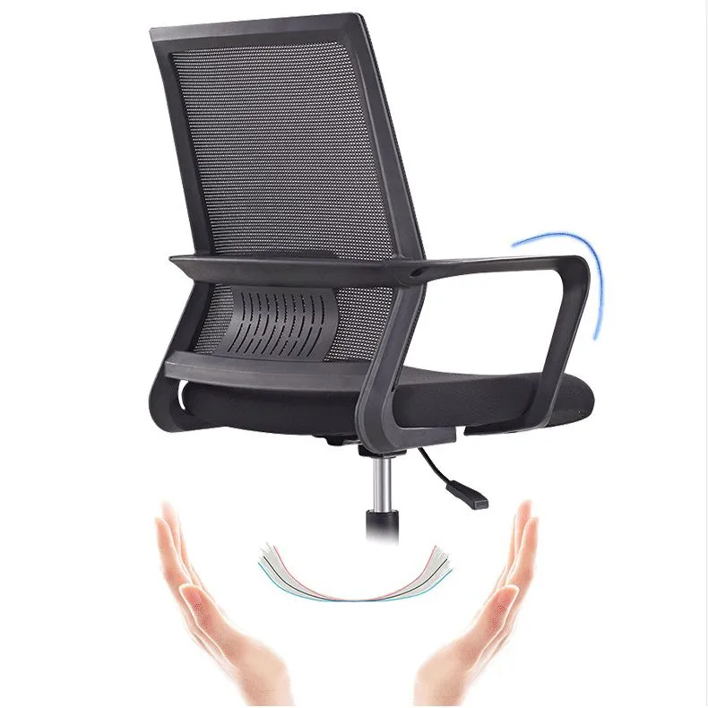 Chaise de bureau à roulettes modernes, fauteuil à dossier moyen en microfibre noir Clearhalo