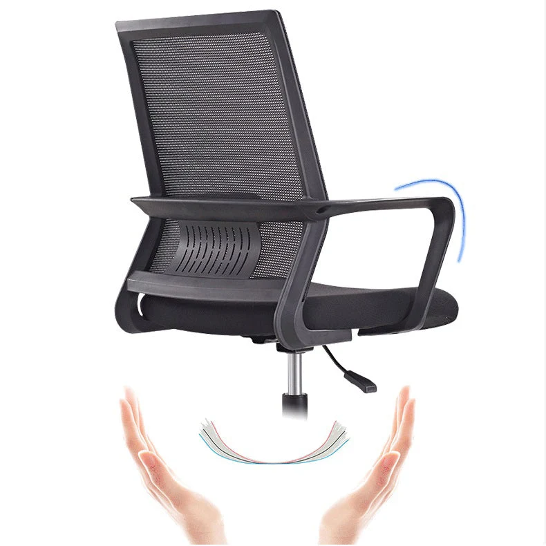 Chaise de bureau à roulettes modernes, fauteuil à dossier moyen en microfibre noir Clearhalo