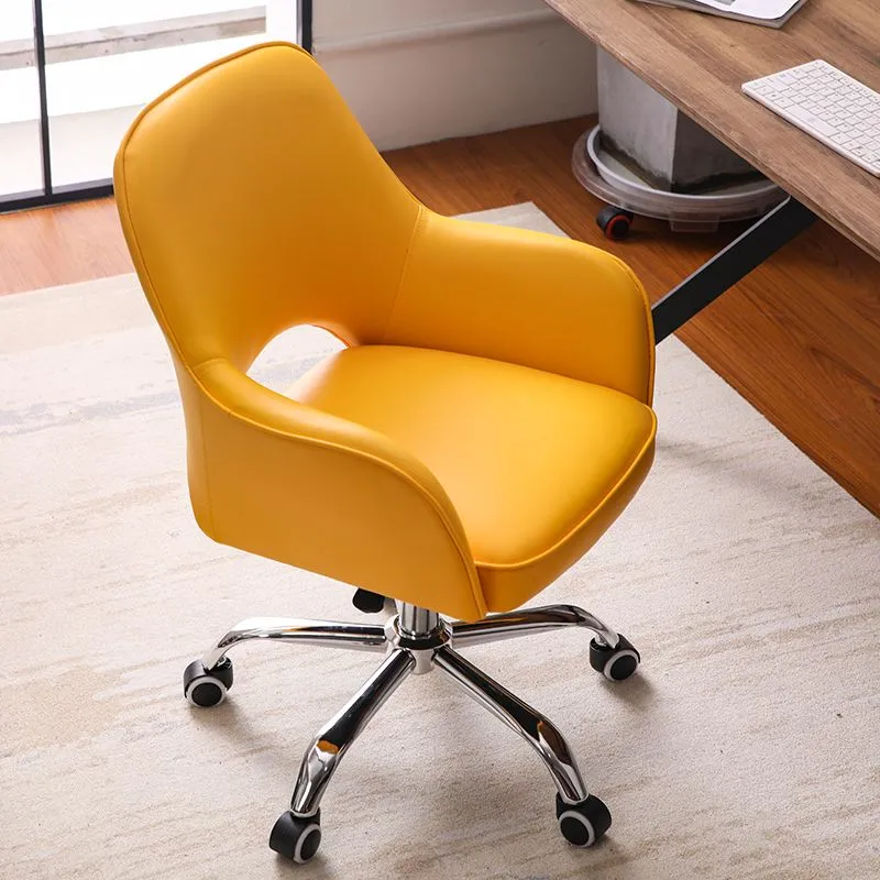 Chaise de bureau sans accoudoirs, chaise de bureau moderne en cuir à dossier bas avec roulettes Clearhalo