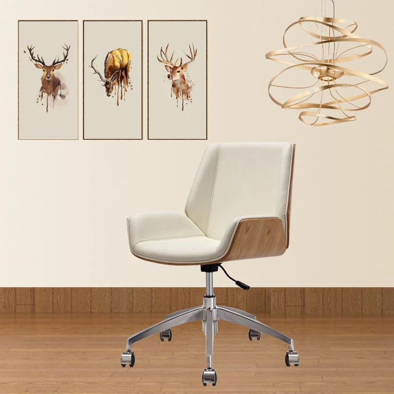 Chaise de bureau sans accoudoirs, chaise de bureau moderne en cuir sans détresse avec roulettes Clearhalo