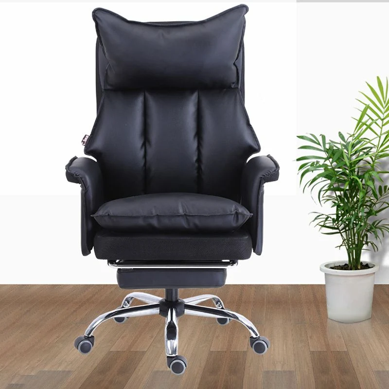 Chaise de bureau sans accoudoirs en cuir moderne, chaise de bureau ergonomique sans détresse avec roulettes Clearhalo