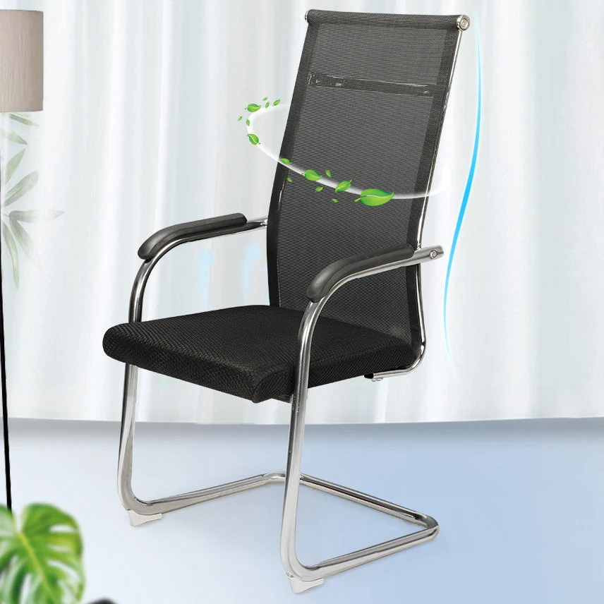 Chaise de bureau sans roues avec chaise en microfibre à dossier haut AirGrid respirante Clearhalo