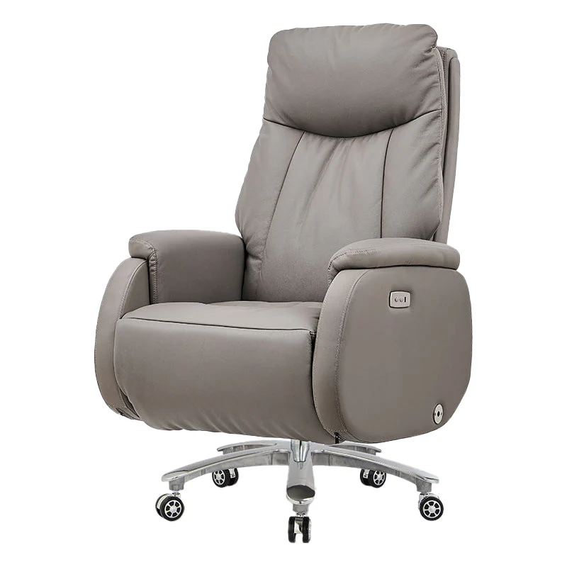 Chaise de bureau en simili cuir et cadre chromé, chaise pivotante à mécanisme d'inclinaison Clearhalo