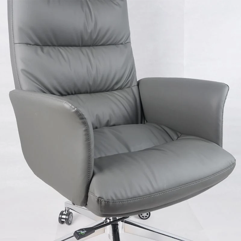 Chaise de bureau en similicuir à dossier haut, gris, avec roulettes Clearhalo